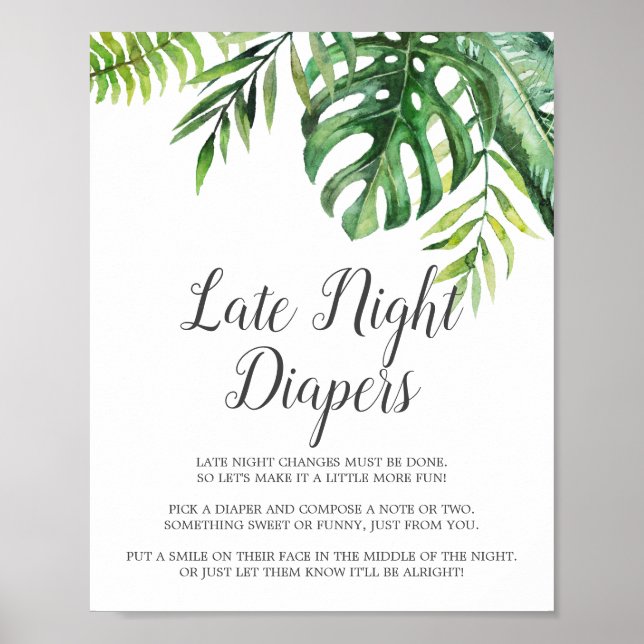 Vild Tropical Handflatan Baby Shower Late Night Di Poster (Framsidan)