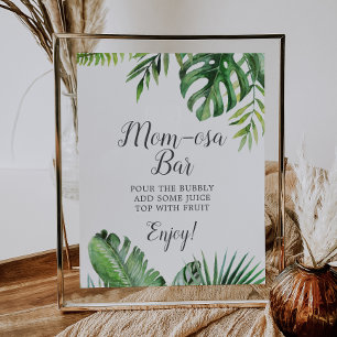 Vild Tropical Handflatan Baby Shower Mamma-osa Pub Poster