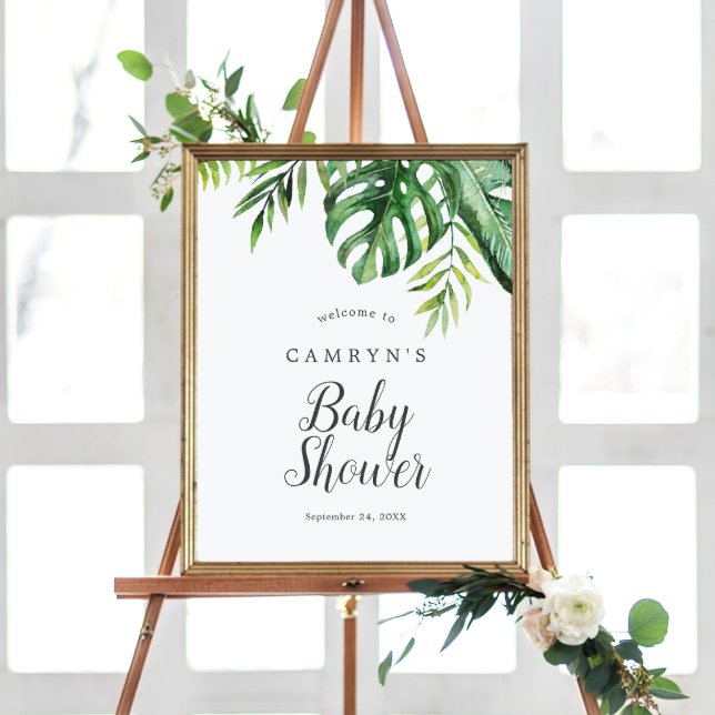 Vild Tropical Handflatan Baby Shower Välkommen Pos Poster (Skapare uppladdad)