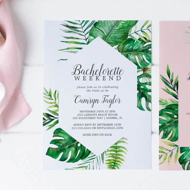 Vild Tropical Handflatan Bachelorette Helg Inbjudningar (Skapare uppladdad)