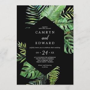Vild Tropical Handflatan Black Hexagon Avslappna Inbjudningar