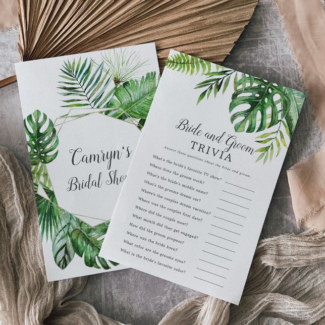 Vild Tropical Handflatan Bride and Groom Trivia Ga Flygblad (Skapare uppladdad)