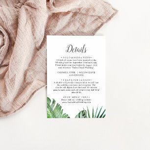 Vild Tropical Handflatan Bröllop Information om hö Tilläggskort
