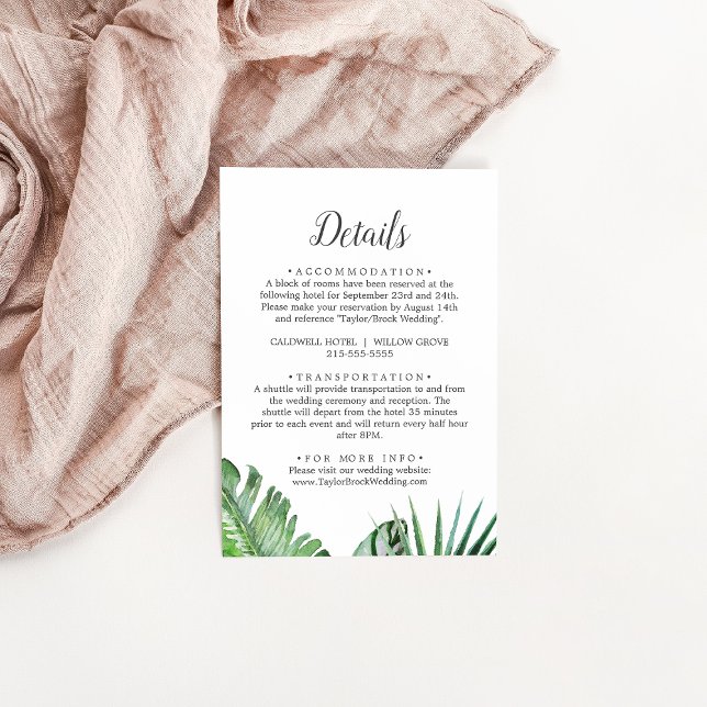 Vild Tropical Handflatan Bröllop Information om hö Tilläggskort (Skapare uppladdad)