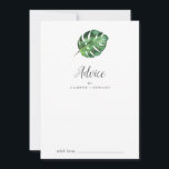 Vild Tropical Handflatan Bröllop Rådkort<br><div class="desc">Det här vilden tropiska rådgivningskortet handflatan bröllop är perfekt för ett strand- eller destinationsbröllop och kan användas för alla evenemang. Utformningen har en exotisk uppsättning grönt vattenfärgsbanans löv handflatan träd, ferns, löv, botaniska växter och grönt för en tropisk sommarkänsla. Dessa rådgivningskort kan användas som ett alternativ till en gästbok för...</div>
