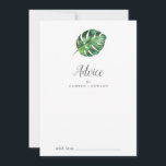 Vild Tropical Handflatan Bröllop Rådkort<br><div class="desc">Det här vilden tropiska rådgivningskortet handflatan bröllop är perfekt för ett strand- eller destinationsbröllop och kan användas för alla evenemang. Utformningen har en exotisk uppsättning grönt vattenfärgsbanans löv handflatan träd, ferns, löv, botaniska växter och grönt för en tropisk sommarkänsla. Dessa rådgivningskort kan användas som ett alternativ till en gästbok för...</div>