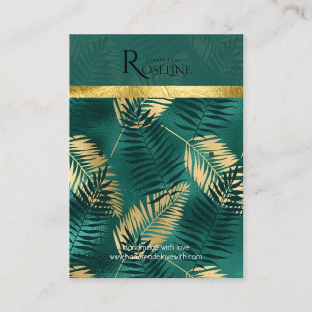 Vild Tropical handflatan grönt Logotyp Earring Vis Visitkort (Framsida)