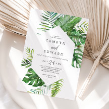 Vild Tropical Handflatan Hexagon Avslappnad Bröllo