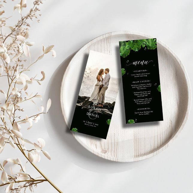 Vild Tropical Handflatan Lämnar Modern Photo Bröll Meny (Skapare uppladdad)