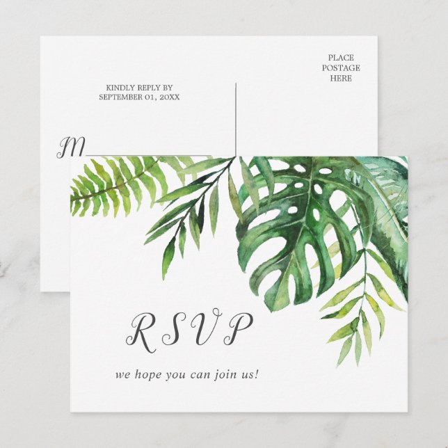 Vild Tropical Handflatan Menu Choice OSA Postcard Inbjudan Vykort (Fram/baksida)