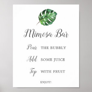 Vild Tropical Handflatan Möhippa Mimosa Pub Sign Poster