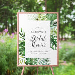 Vild Tropical Handflatan Möhippa Välkommen Poster<br><div class="desc">Den här vilden är den tropiska möhippans välkomna poster är perfekt för en möhippa av strandtemat. Utformningen har en exotisk uppsättning grönt vattenfärgsbanans löv handflatan träd, ferns, löv, botaniska växter och grönt för en tropisk sommarkänsla. Anpassa poster namn i bruden, dagar till bröllop, duschdatum och tillvalsinformation om foton i social-mediet....</div>