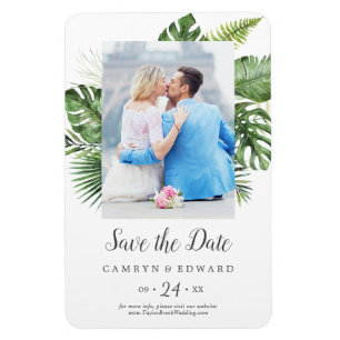 Vild Tropical Handflatan Photo Save Date Magnet