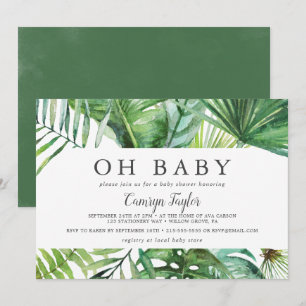 Vild Tropical Handflatan Vågrät Oh Baby Baby Showe Inbjudningar