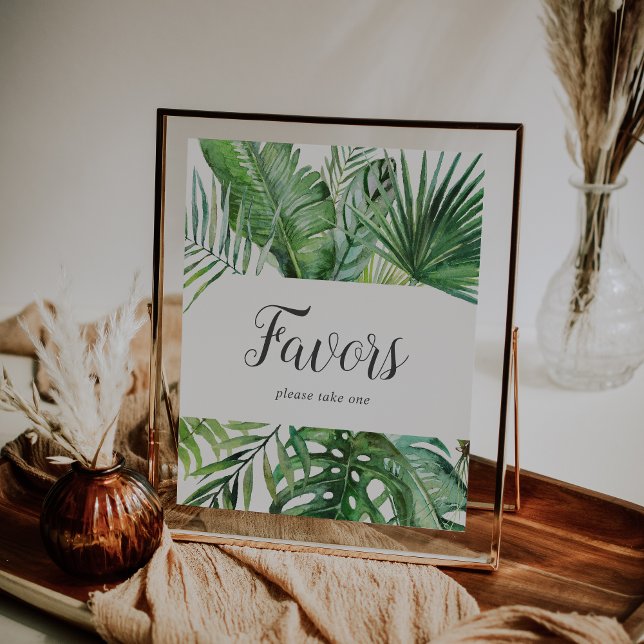 Vild Tropical Handflatan Wedding Favors Sign Poster (Skapare uppladdad)