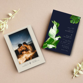 Vild Tropical Löv & Modern Chic Bröllop Photo Inbjudningar