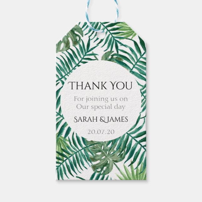 Vild Tropical Lövs Wedding Favor Gift-Märkre Presentetikett (Framsidan)