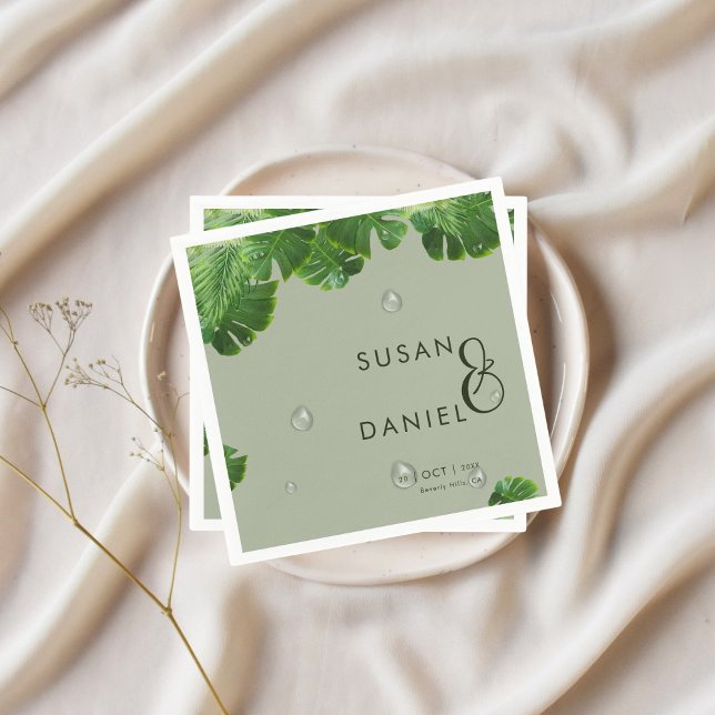 Vild Tropical Lush Handflatan Löv & Modern Bröllop Pappersservett (Skapare uppladdad)