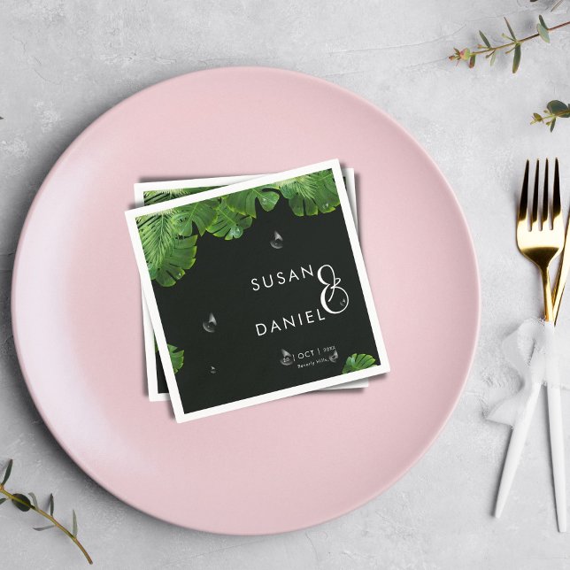 Vild Tropical Lush Handflatan Löv & Modern Bröllop Pappersservett (Skapare uppladdad)