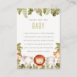 Vild Tropical Safari Animals Bokar for Baby Shower Tilläggskort