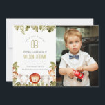 Vild Tropical Safari Animals Kids Photo Birthday Inbjudningar<br><div class="desc">En Cute Vild Tropical Safari Animals Collection.- Det är en Elegant Simple Cute Minimal Vattencolor Illustration of tropical forest and roligt party animals - elephant, giraffe, hippo, lejon and apkey, perfekt for your small ones födelsedagsfest. Det är mycket enkelt att anpassa, med dina personuppgifter. Om du behöver någon annan matchande...</div>
