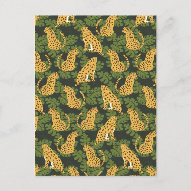 Vild Tropical Safari Leopard Jungle Handflatan Helg Vykort (Framsida)