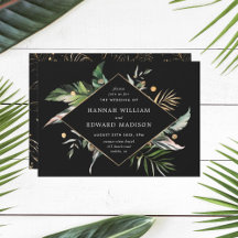 Vild Tropical Watercolor Foliage Black Bröllop
