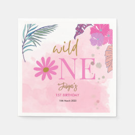 vild, tropisk, löv flicka 1:a födelsedag pappersservett