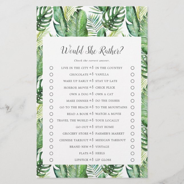 Vild Tropisk Palm Hon Föredrar Spelet Flygblad (Framsidan)