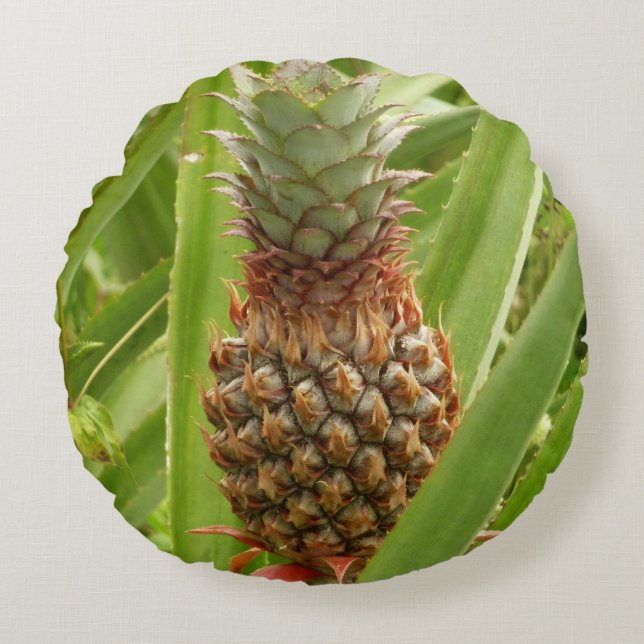 Vild Tropiska frukter av ananas Rund Kudde (Framsidan)