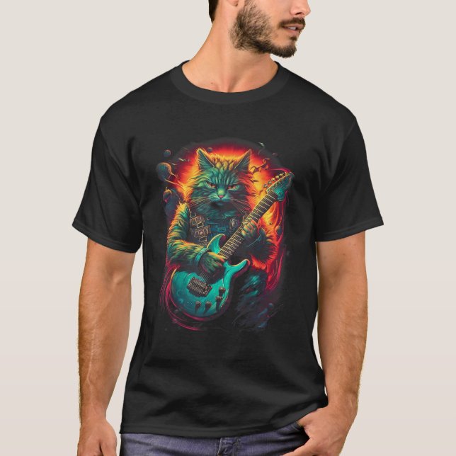 Vild tung rocker-katt t shirt (Framsida)