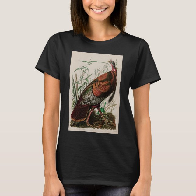 Vild Turkiet Birds of America Audubon Print T-Shir T Shirt (Framsida)