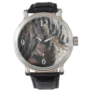 Vild Turkiet Feathers I Abstrakt Natur Design Armbandsur