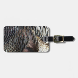 Vild Turkiet Feathers I Abstrakt Natur Design Bagagebricka