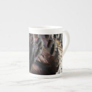 Vild Turkiet Feathers I Abstrakt Natur Design Benporslin Mugg