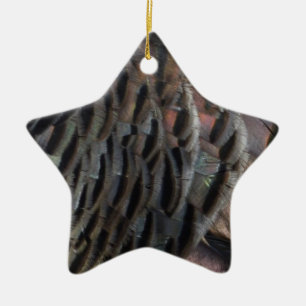 Vild Turkiet Feathers I Abstrakt Natur Design Julgransprydnad Keramik