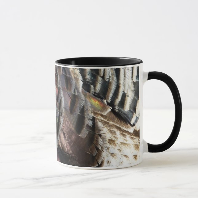 Vild Turkiet Feathers I Abstrakt Natur Design Mugg (Höger)