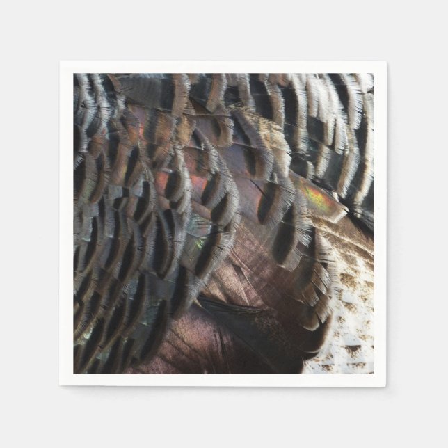 Vild Turkiet Feathers I Abstrakt Natur Design Pappersservett (Framsidan)