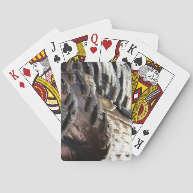 Vild Turkiet Feathers I Abstrakt Natur Design Spelkort (Baksidan)