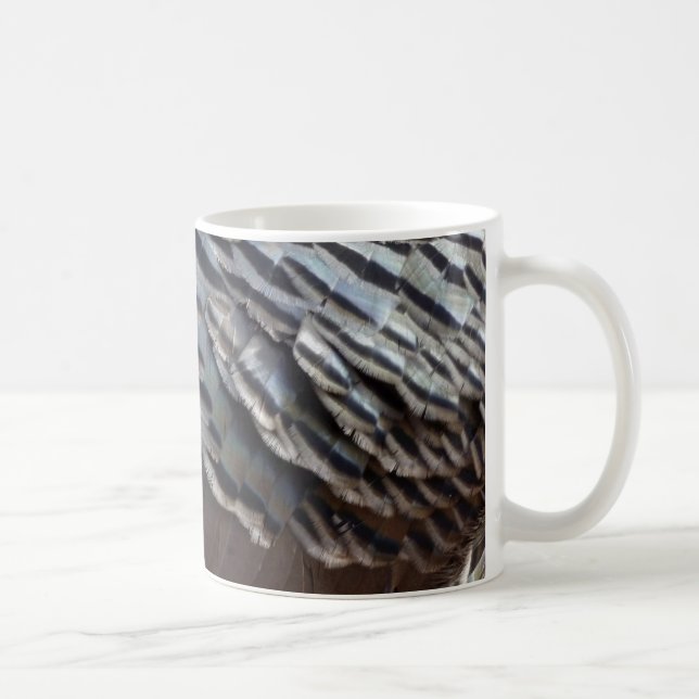 Vild Turkiet Feathers II Abstrakt Natur Design Kaffemugg (Höger)
