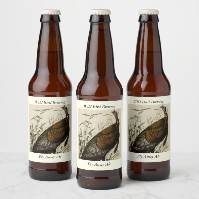 Vild Turkiet (Male) från Audubon's Birds of Americ Ölflaska Etikett (Flaskor)