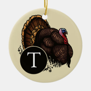 Vild Turkiet med monogramen Julgransprydnad Keramik