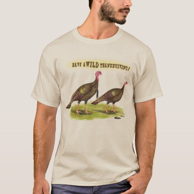 Vild Turkiet Thanksgiving Tee Shirt (Framsida)