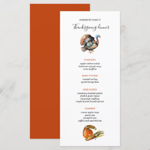 Vild Turkiets Thanksgiving middag-meny Meny