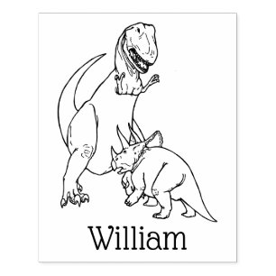 Vild Tyrannosaurus Triceratops Dinosaurnamn Stämpel