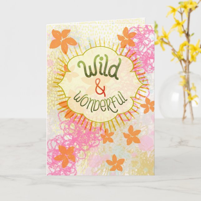 Vild & Underbar – Handskriven Whimsy  Kort (Gul blomma)
