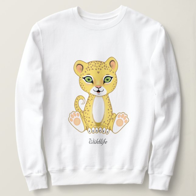 Vild ung leopard djur tecknad film t shirt (Design framsida)