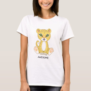 Vild ung leopard djur tecknad t-shirt