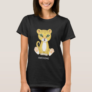 Vild ung leopard djur tecknad t-shirt
