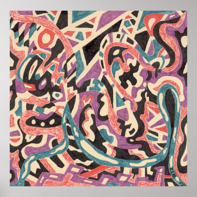 "Vild" Ursprunglig Abstrakt Poster (Framsidan)